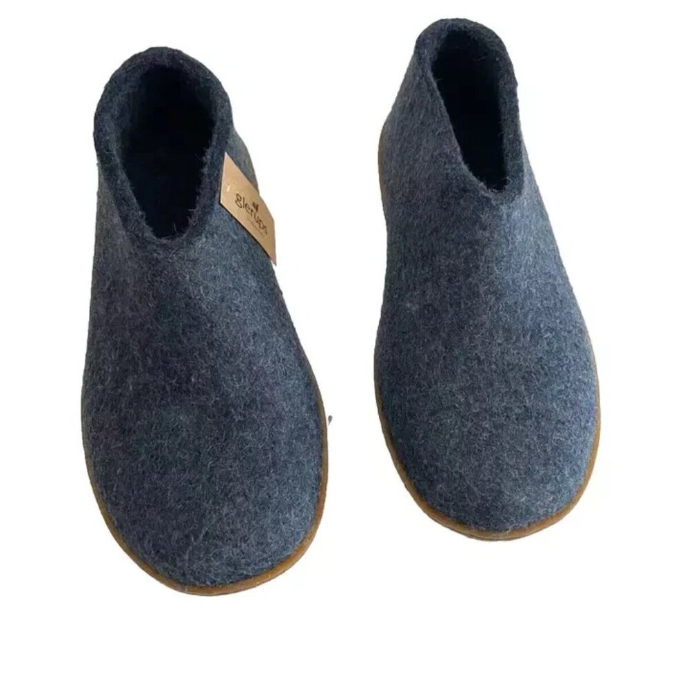 Glerups Wool Shoes Natural Rubber Sole Denim Blue Wool Womens 9 NWOB - Picture 2 of 4